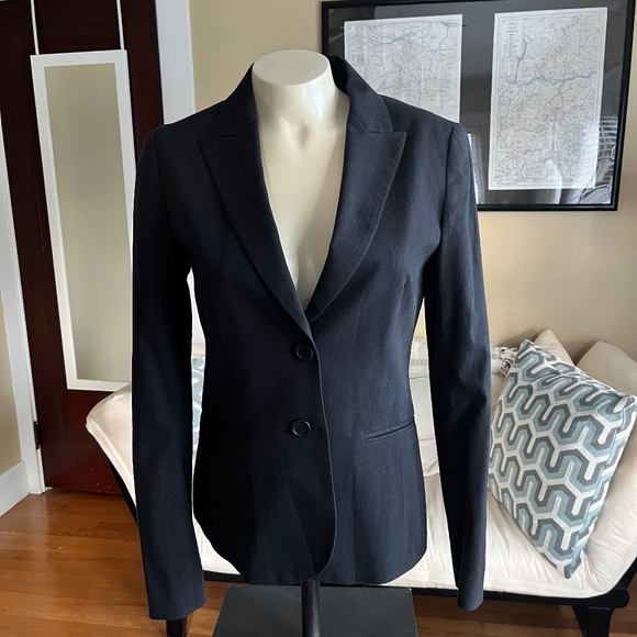 Theory Nichelle Dark Gray Wool 2-Button Blazer Jacket - Picture 1 of 9